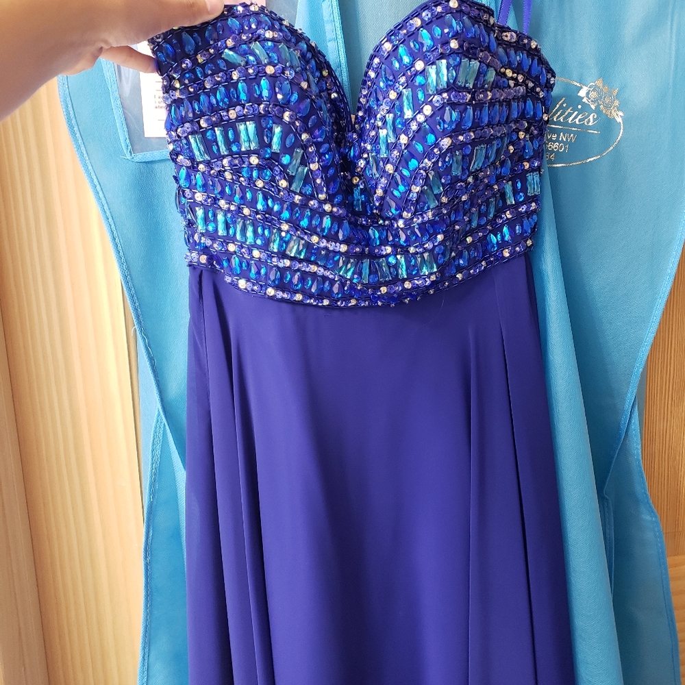 Blue Formal Dress with Beaded-top